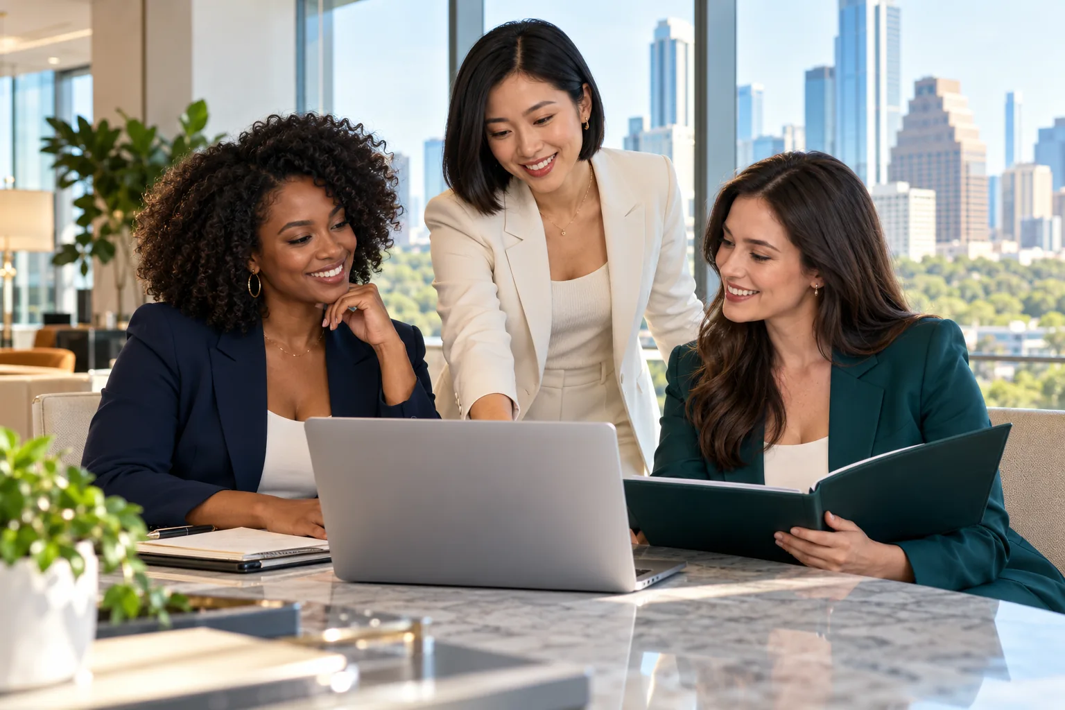 Women recruiters collaborating in a modern office